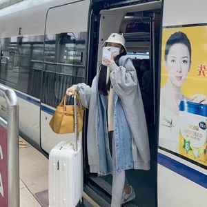 NEW long denim jacket jean jacket size L light blue